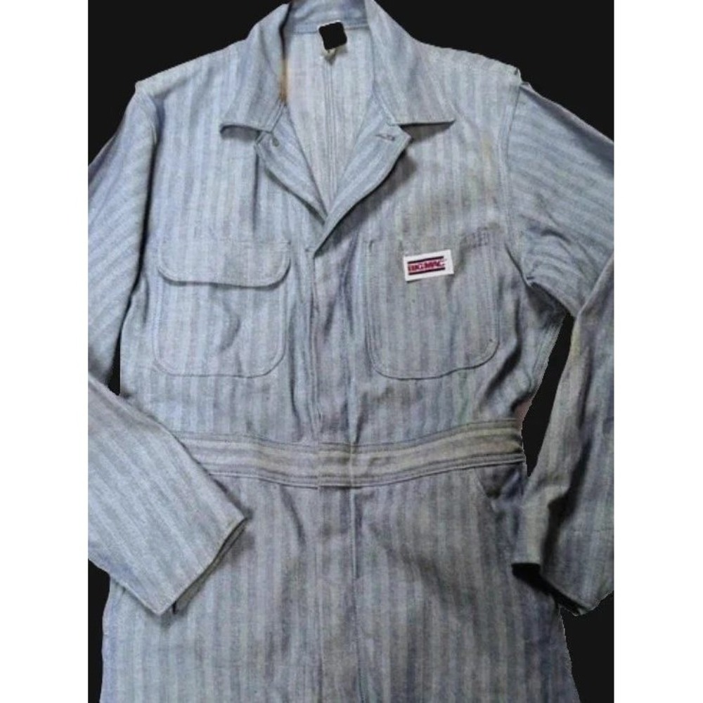 Distressed BIGMAC 3XL Coverall Work Mechanic Jumpsuit Engineer Stripe Vtg 1970s